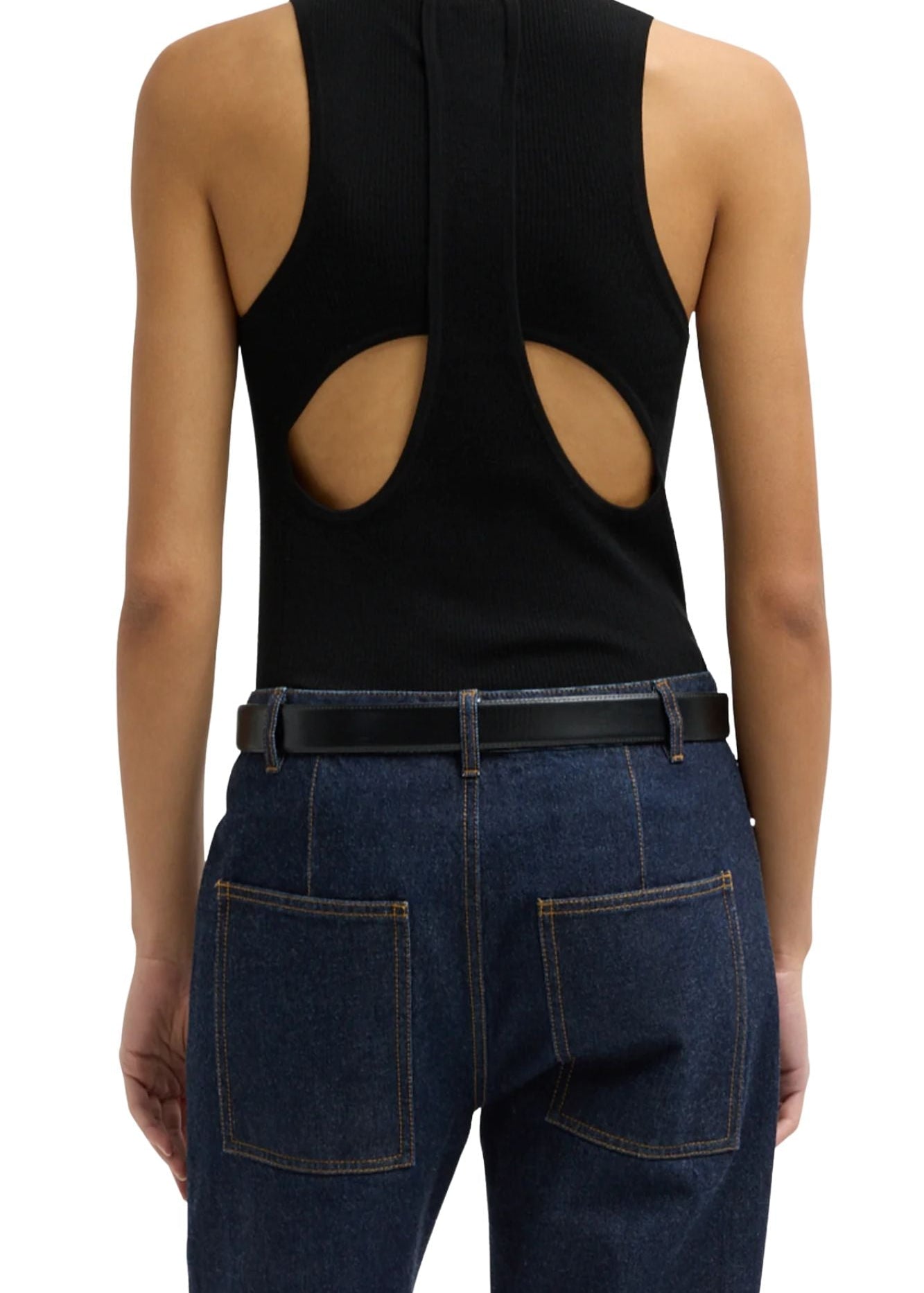 Tibi Featherweight Ribbed Cutout Tank - Vermillion