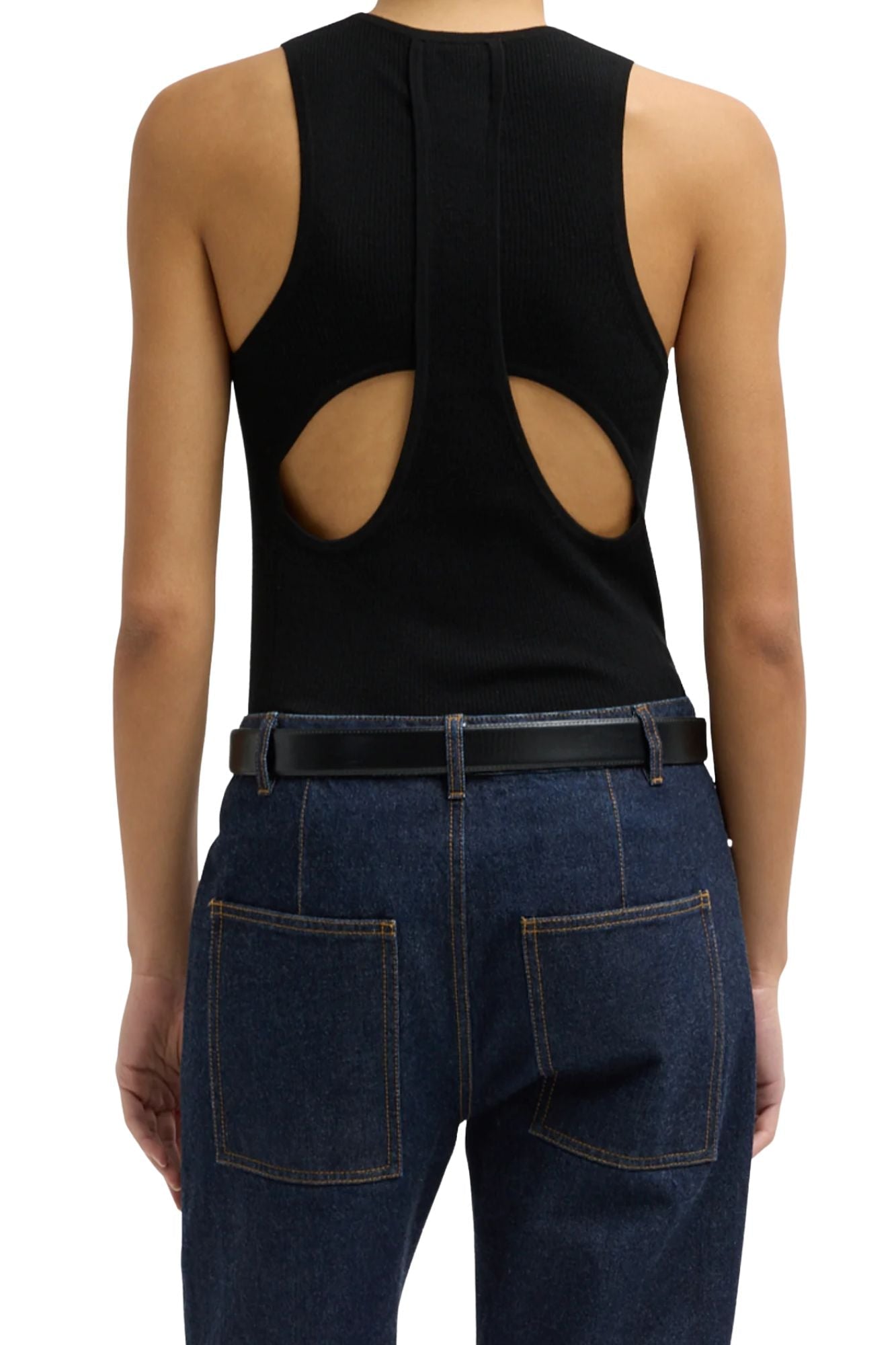Tibi Featherweight Ribbed Cutout Tank - Vermillion