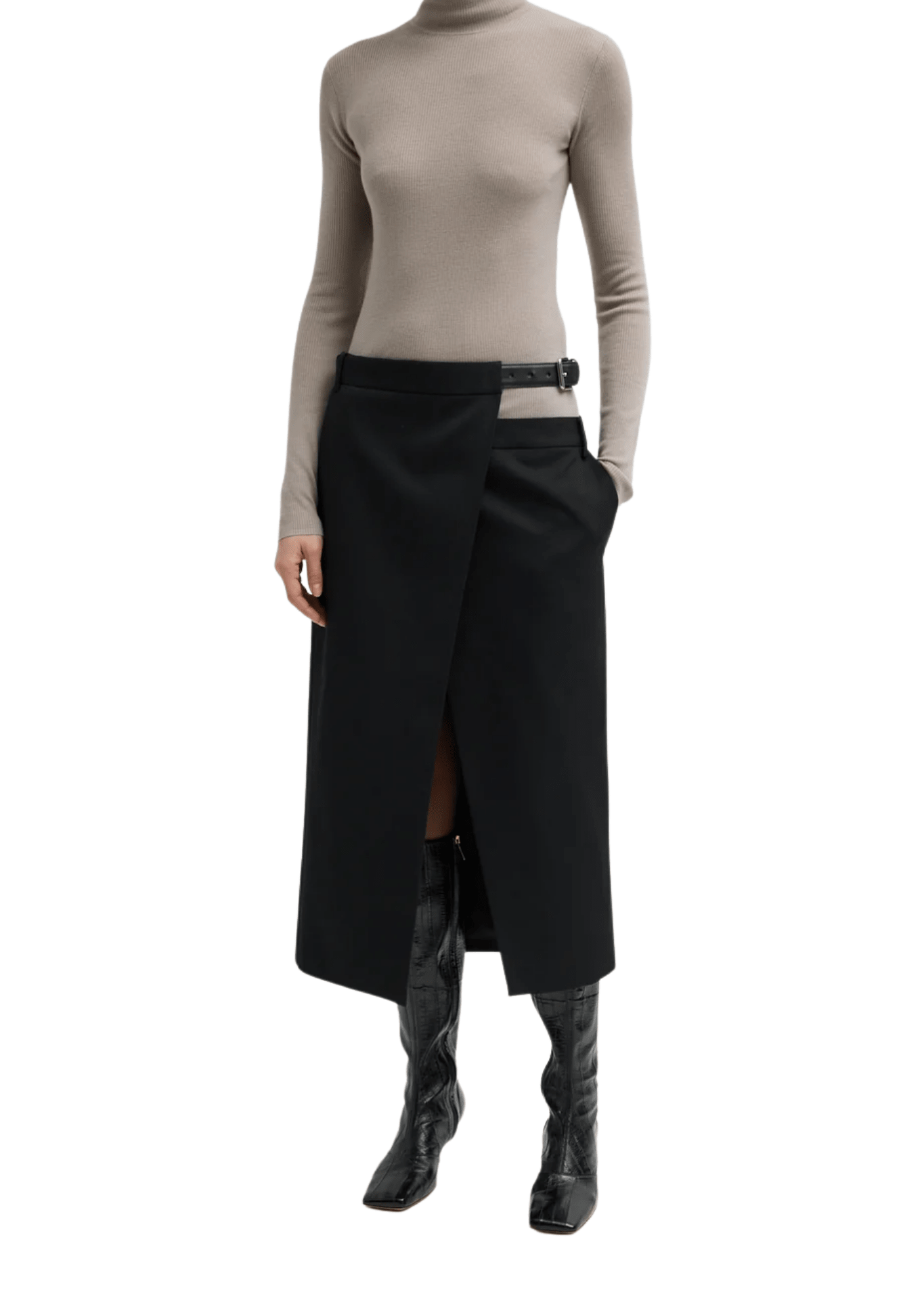 Tibi Featherweight Ribbed Sweater Turtleneck Pullover - Vermillion