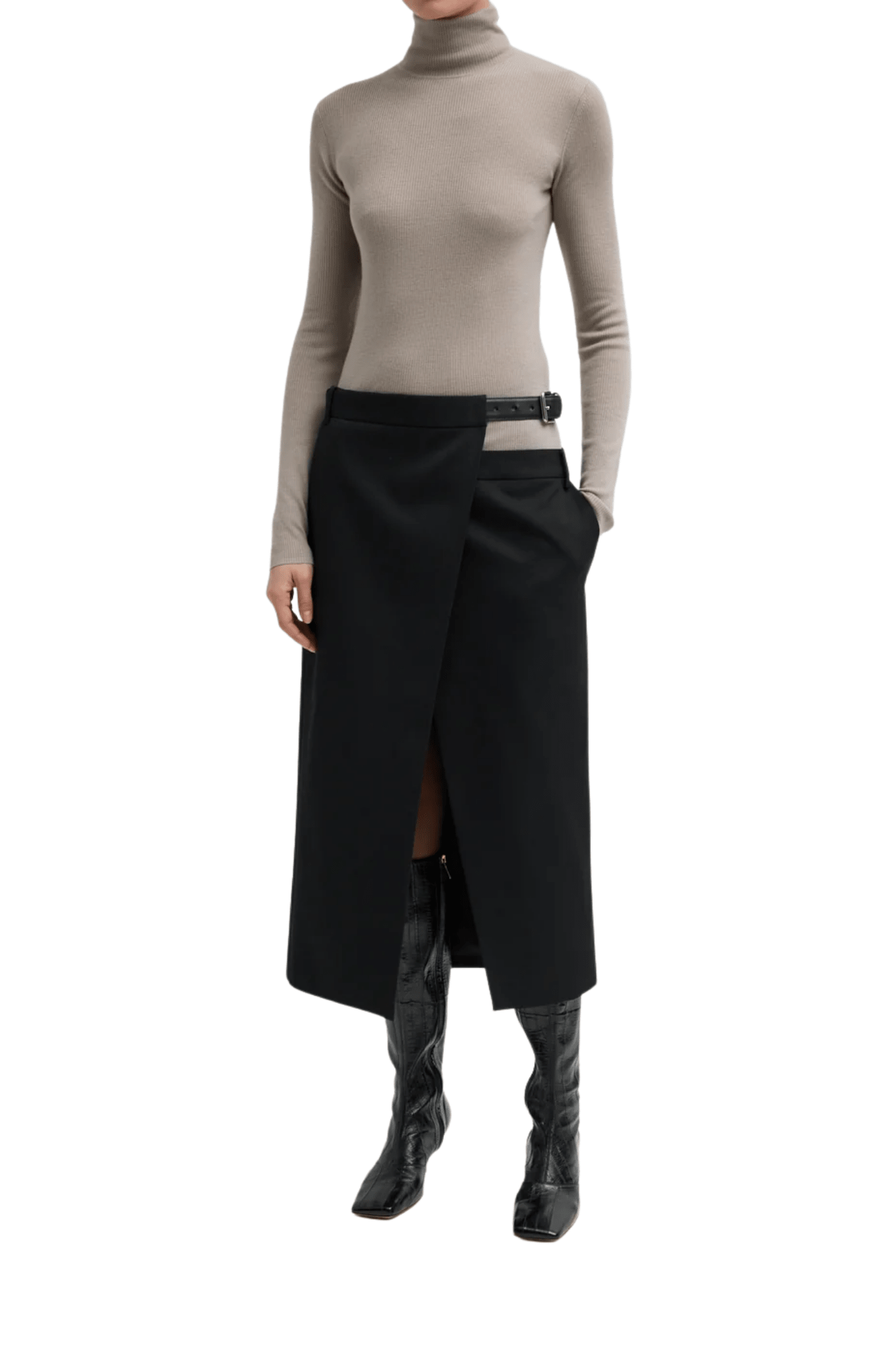 Tibi Featherweight Ribbed Sweater Turtleneck Pullover - Vermillion