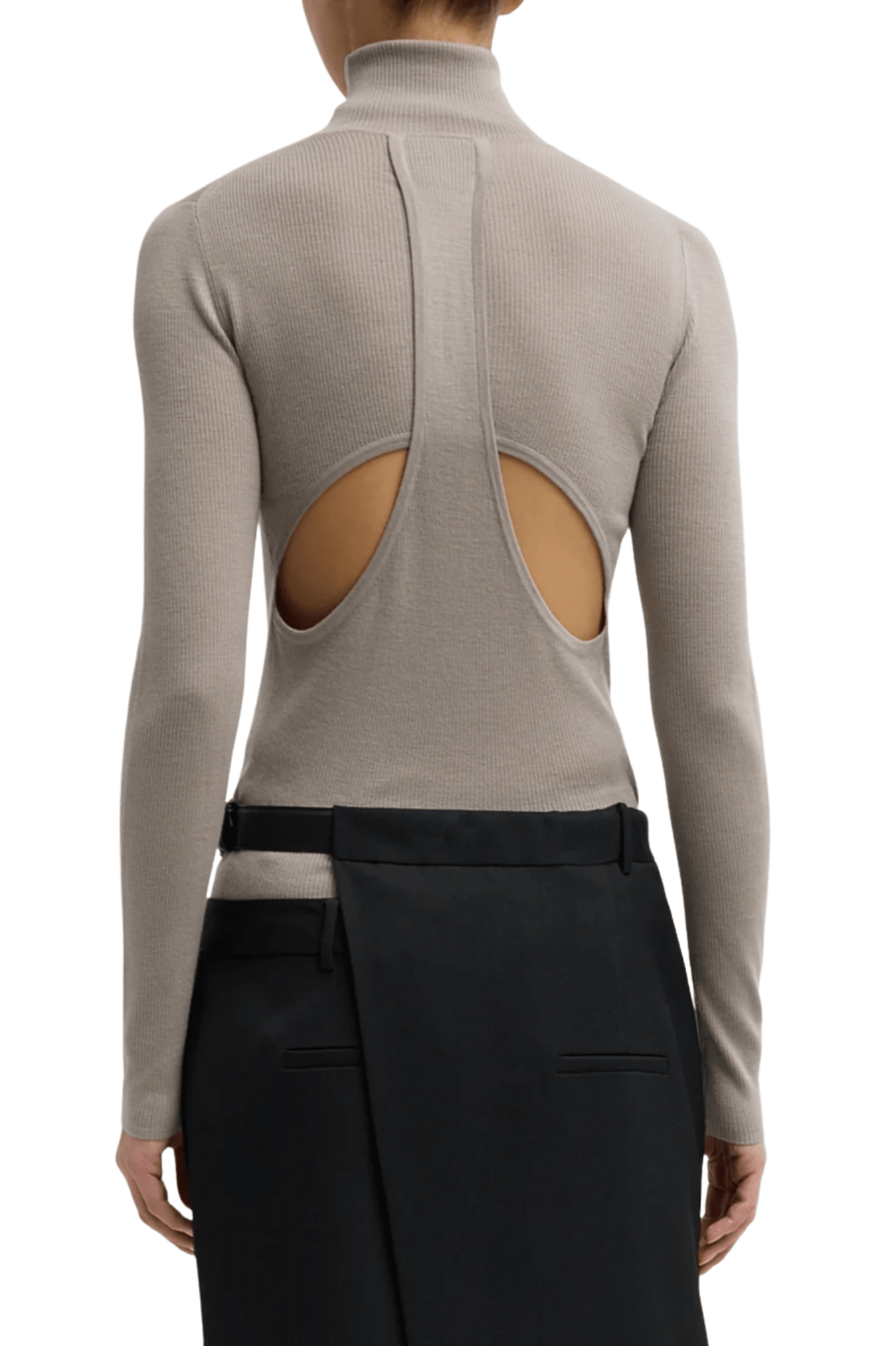 Tibi Featherweight Ribbed Sweater Turtleneck Pullover - Vermillion