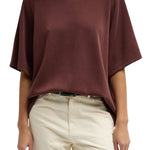 Tibi Featherweight Viscose Neoprene Short Sleeve Baseball Tee - Vermillion