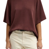 Tibi Featherweight Viscose Neoprene Short Sleeve Baseball Tee - Vermillion