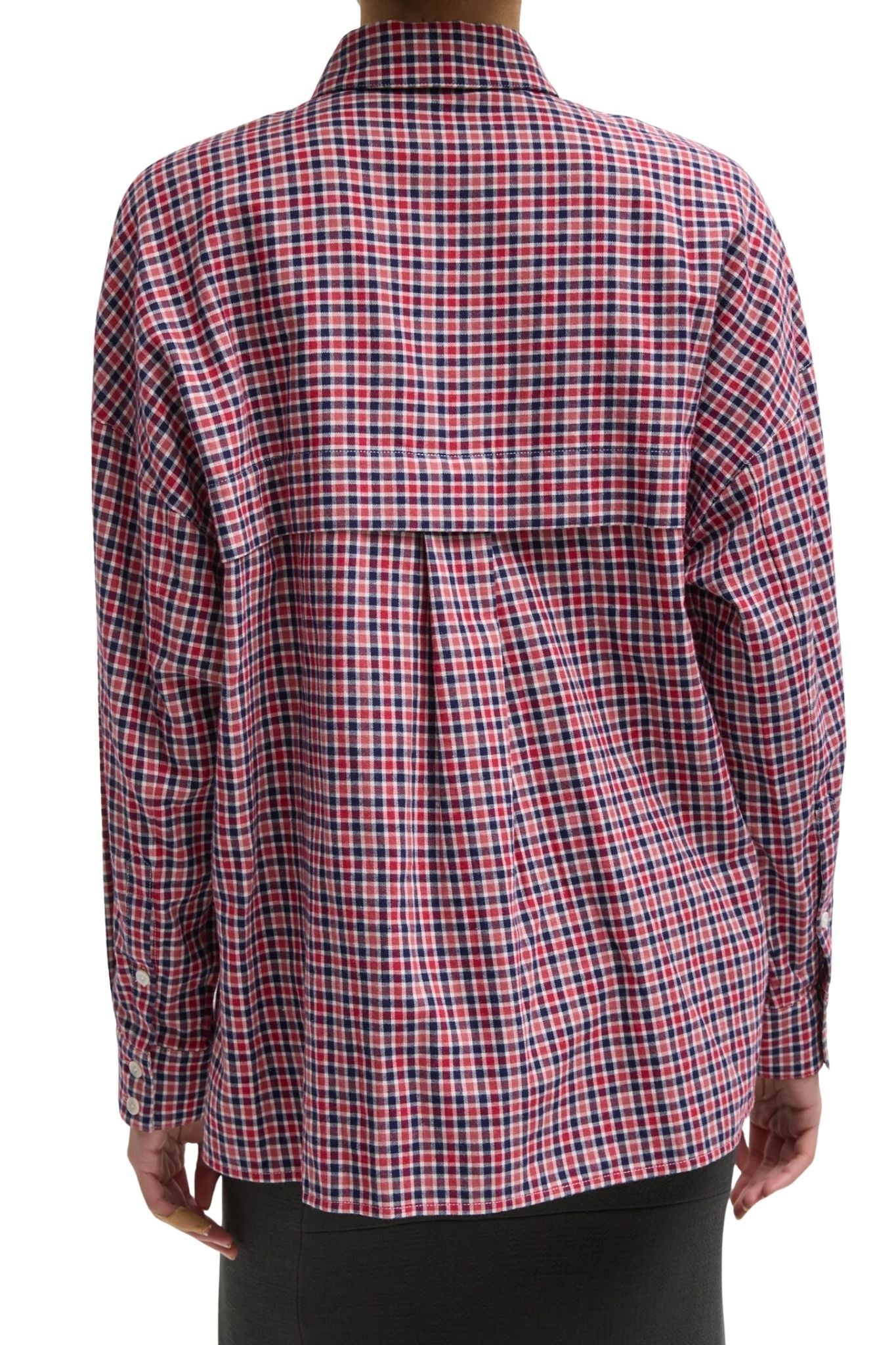 Tibi Flannel Menswear Shirting Oversized Shirt - Vermillion