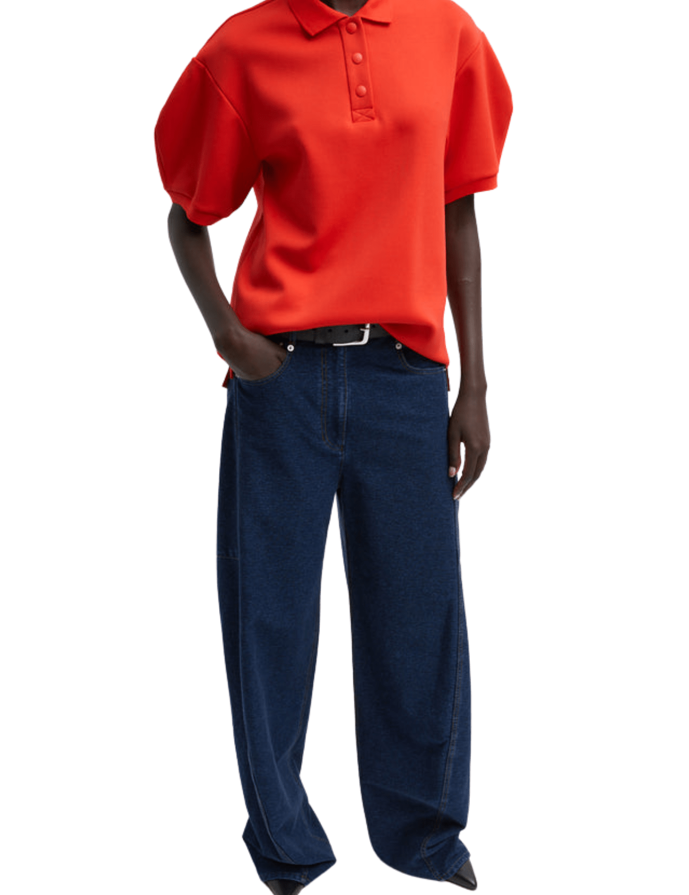 Tibi Indigo Barre Denim Sid Jean - Vermillion