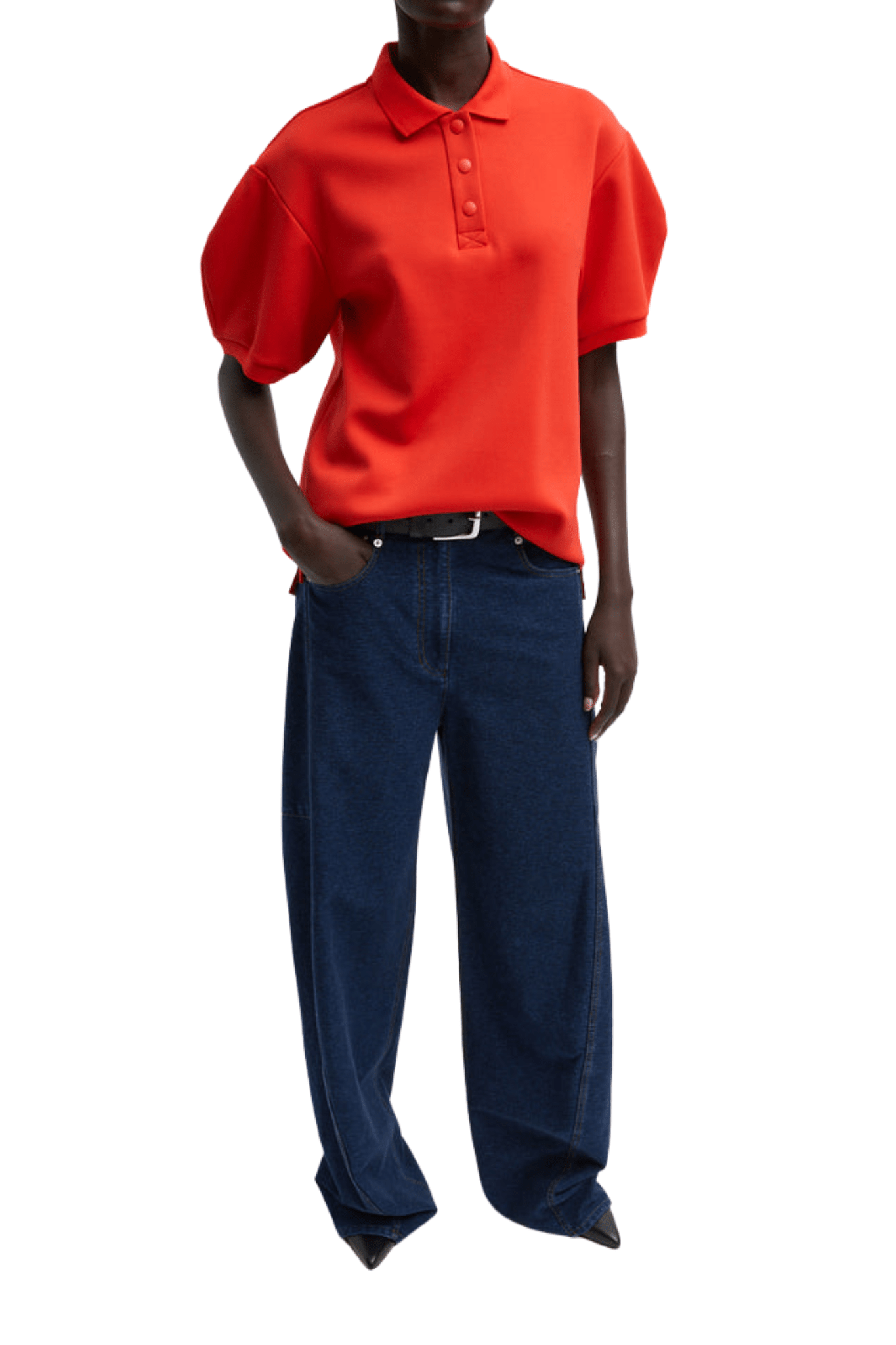 Tibi Indigo Barre Denim Sid Jean - Vermillion