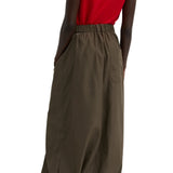 Tibi Italian Sporty Nylon Maxi Anorak Skirt - Vermillion