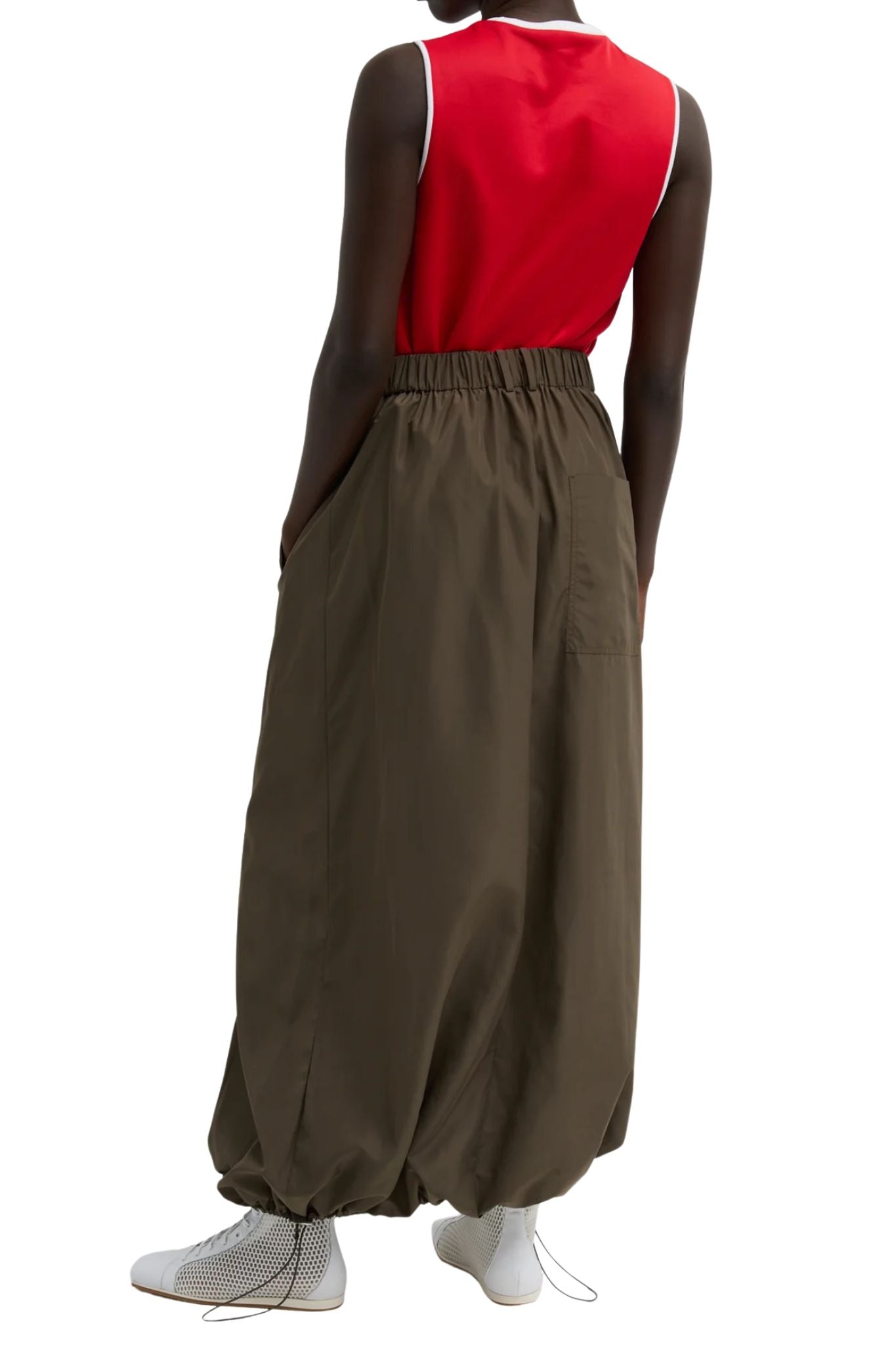 Tibi Italian Sporty Nylon Maxi Anorak Skirt - Vermillion
