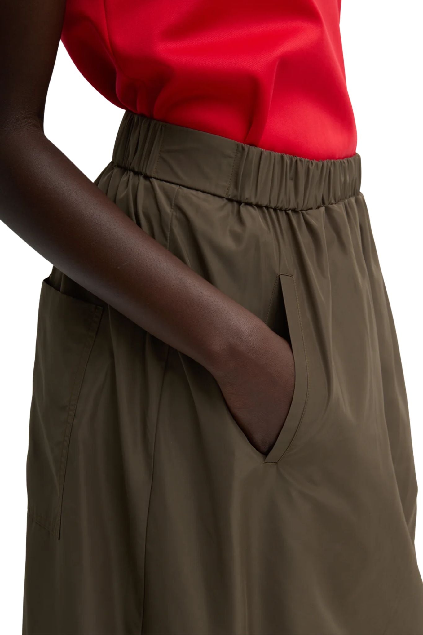 Tibi Italian Sporty Nylon Maxi Anorak Skirt - Vermillion