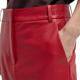 Tibi Leather Midi Trouser Skirt - Vermillion