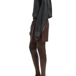 Tibi Leather Pull on Shorts Brown - Vermillion