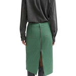 Tibi Leon Check Midi Trouser Zip Skirt - Vermillion