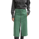 Tibi Leon Check Midi Trouser Zip Skirt - Vermillion