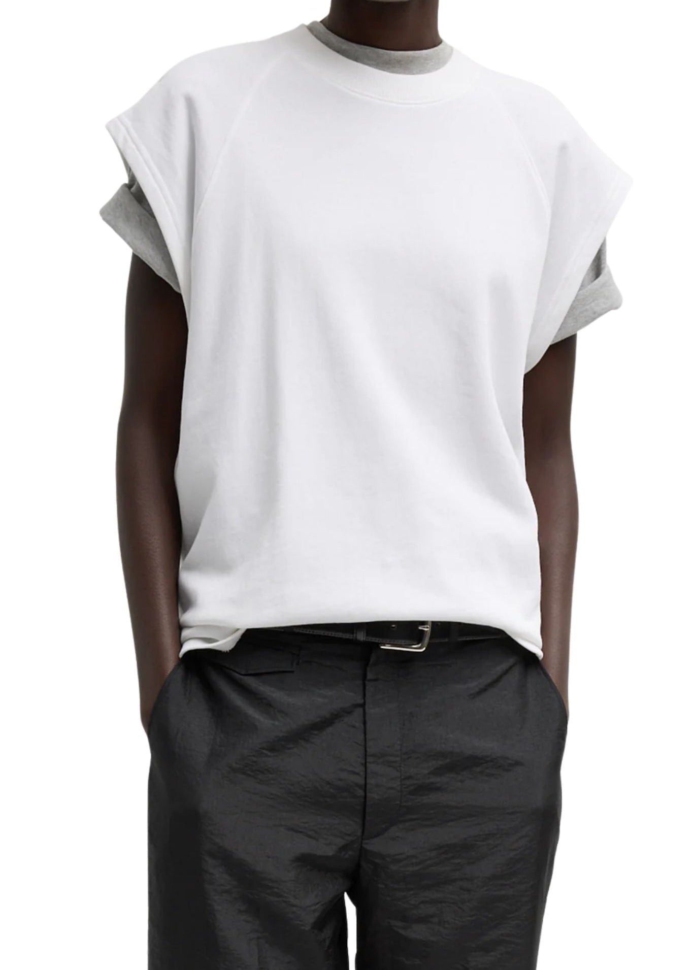 Tibi Light Weight Sweatshirting Sleeveless Easy Top - Vermillion
