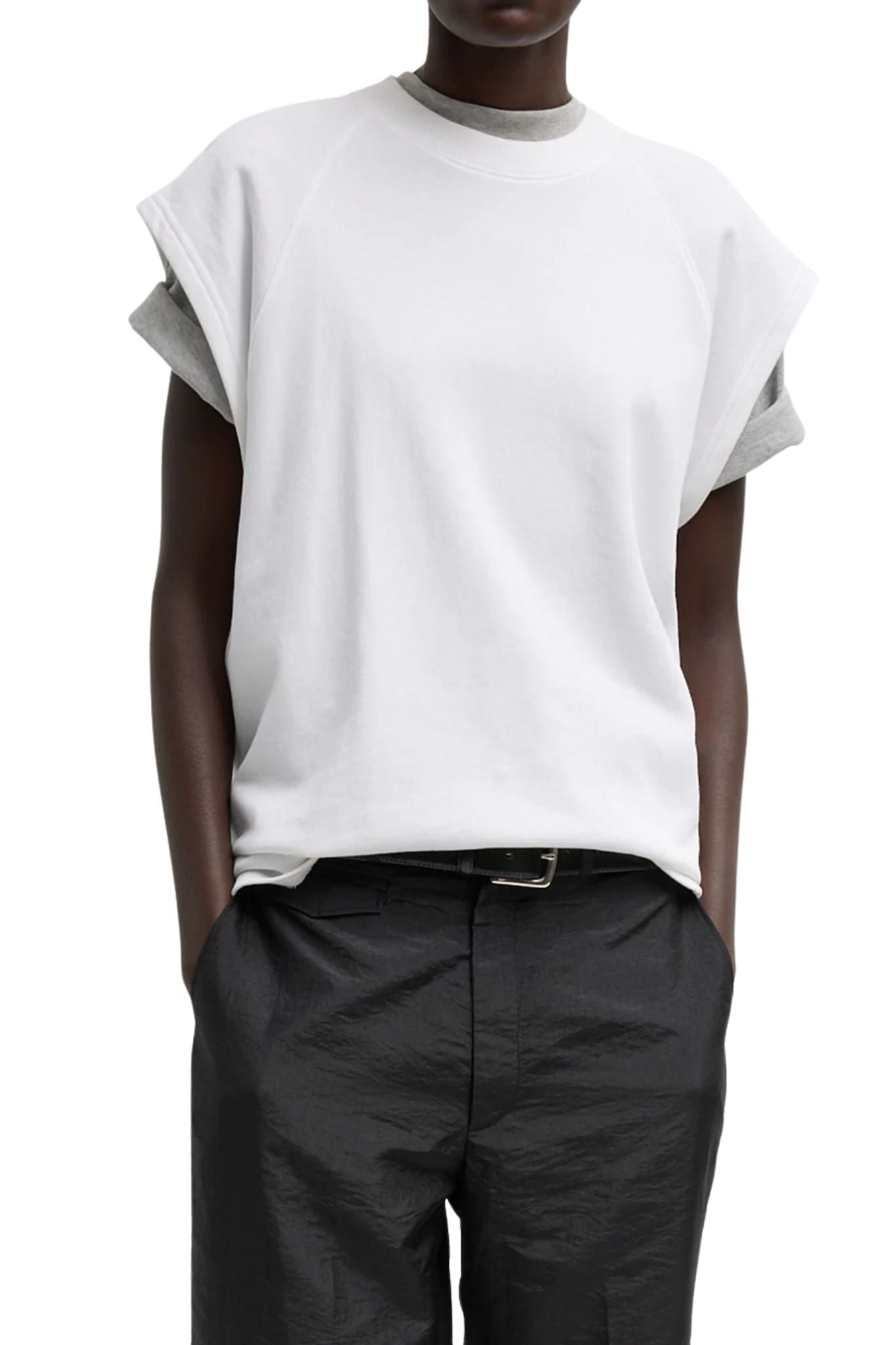 Tibi Light Weight Sweatshirting Sleeveless Easy Top - Vermillion