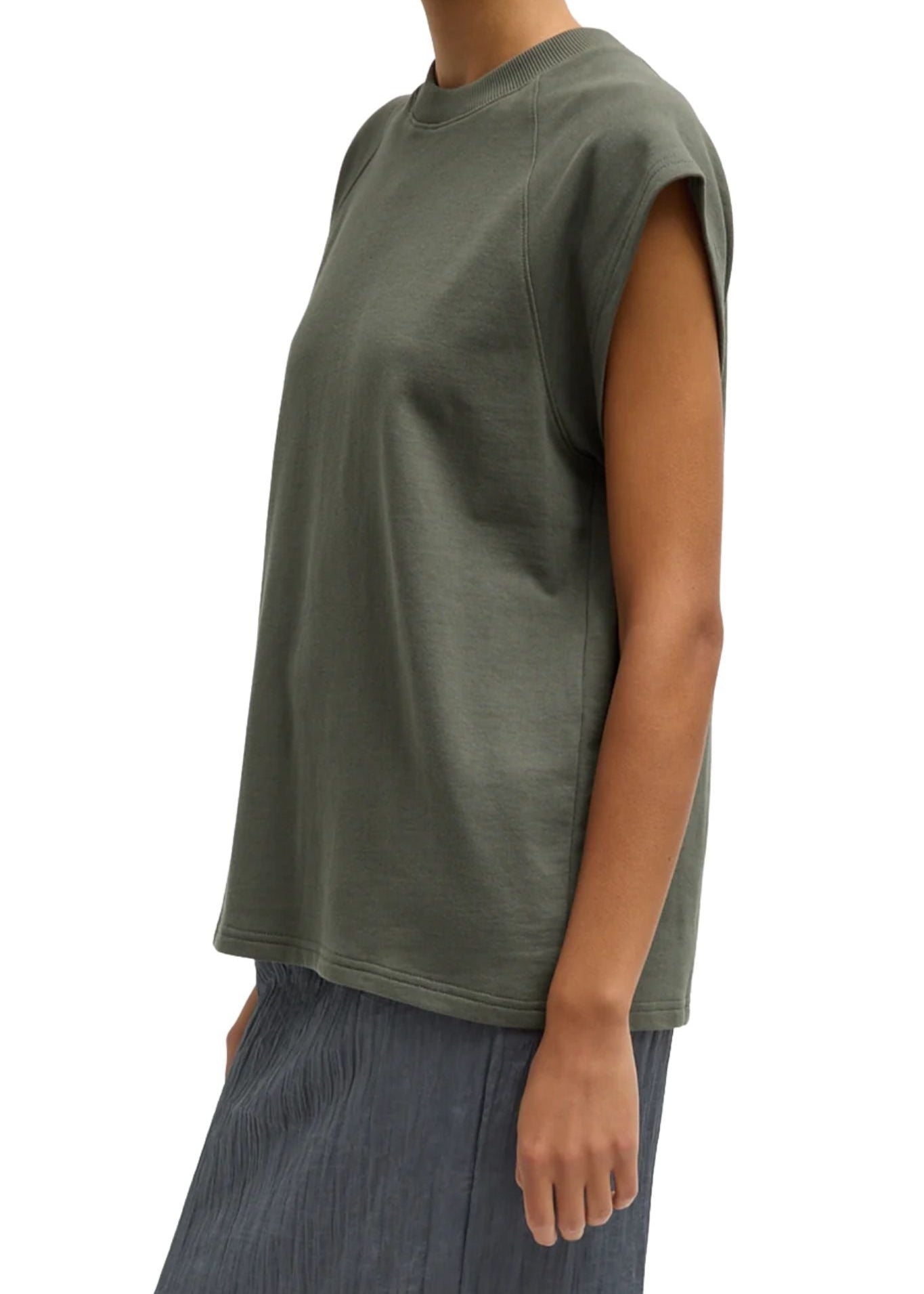 Tibi Light Weight Sweatshirting Sleeveless Easy Top - Vermillion