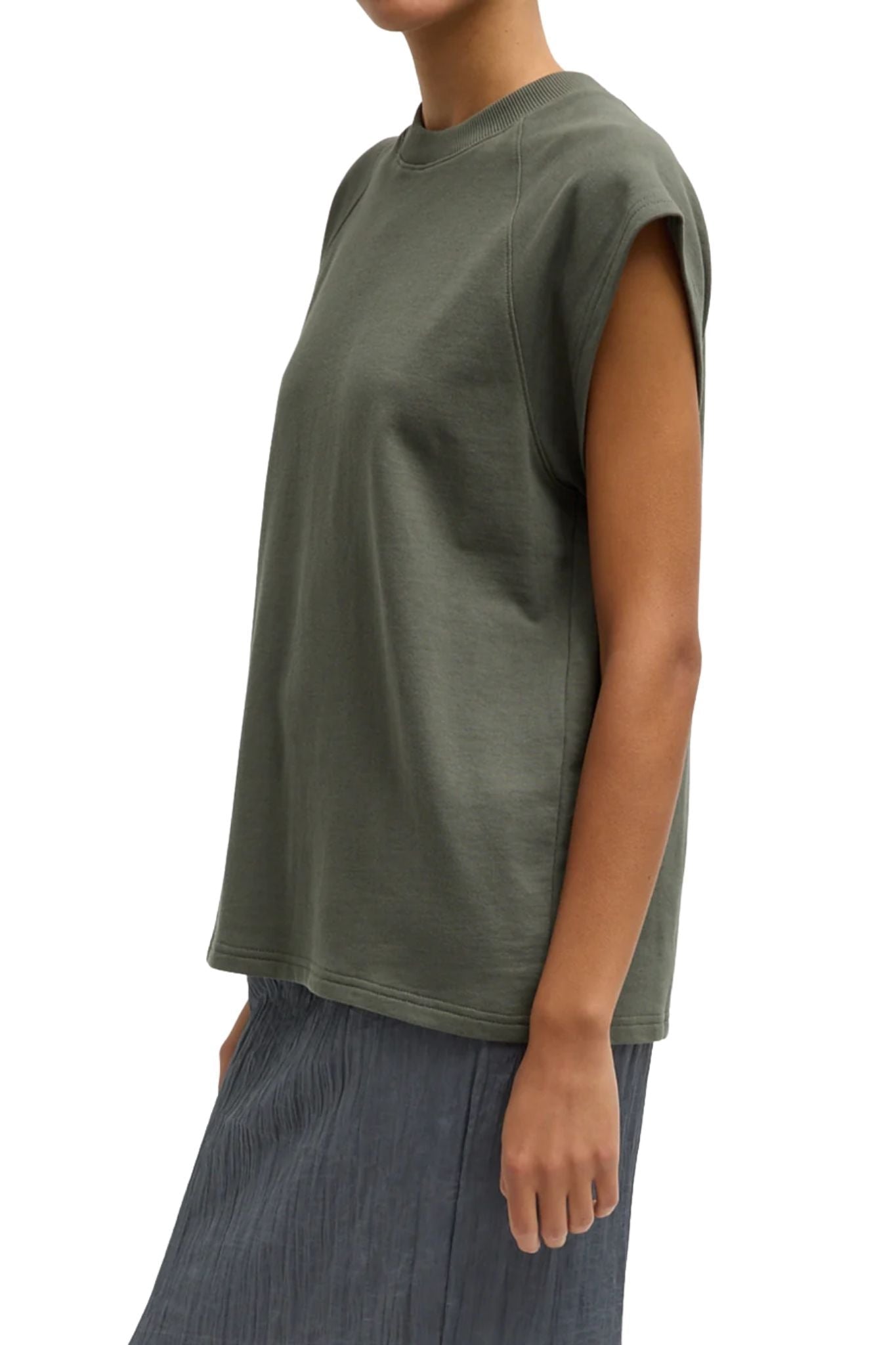 Tibi Light Weight Sweatshirting Sleeveless Easy Top - Vermillion