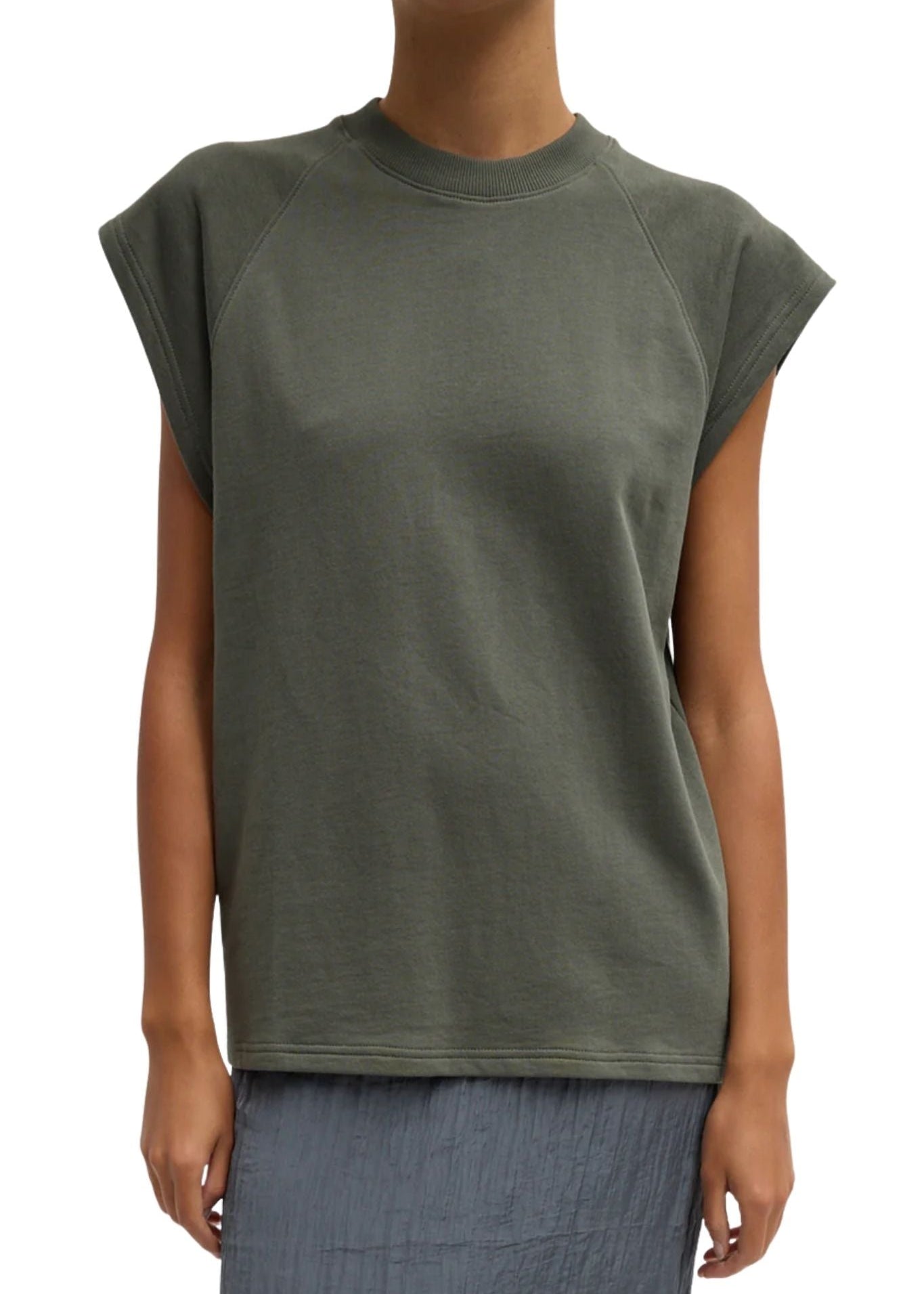 Tibi Light Weight Sweatshirting Sleeveless Easy Top - Vermillion
