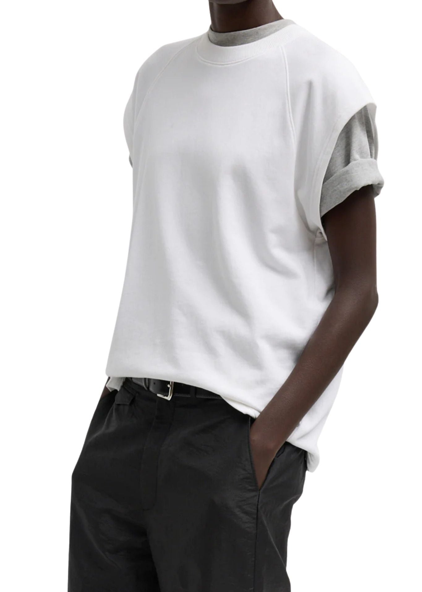 Tibi Light Weight Sweatshirting Sleeveless Easy Top - Vermillion