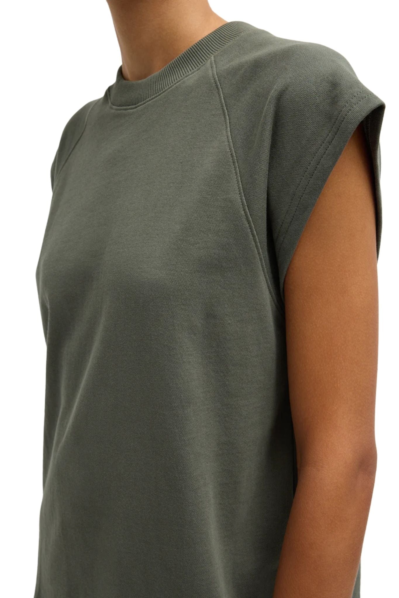 Tibi Light Weight Sweatshirting Sleeveless Easy Top - Vermillion