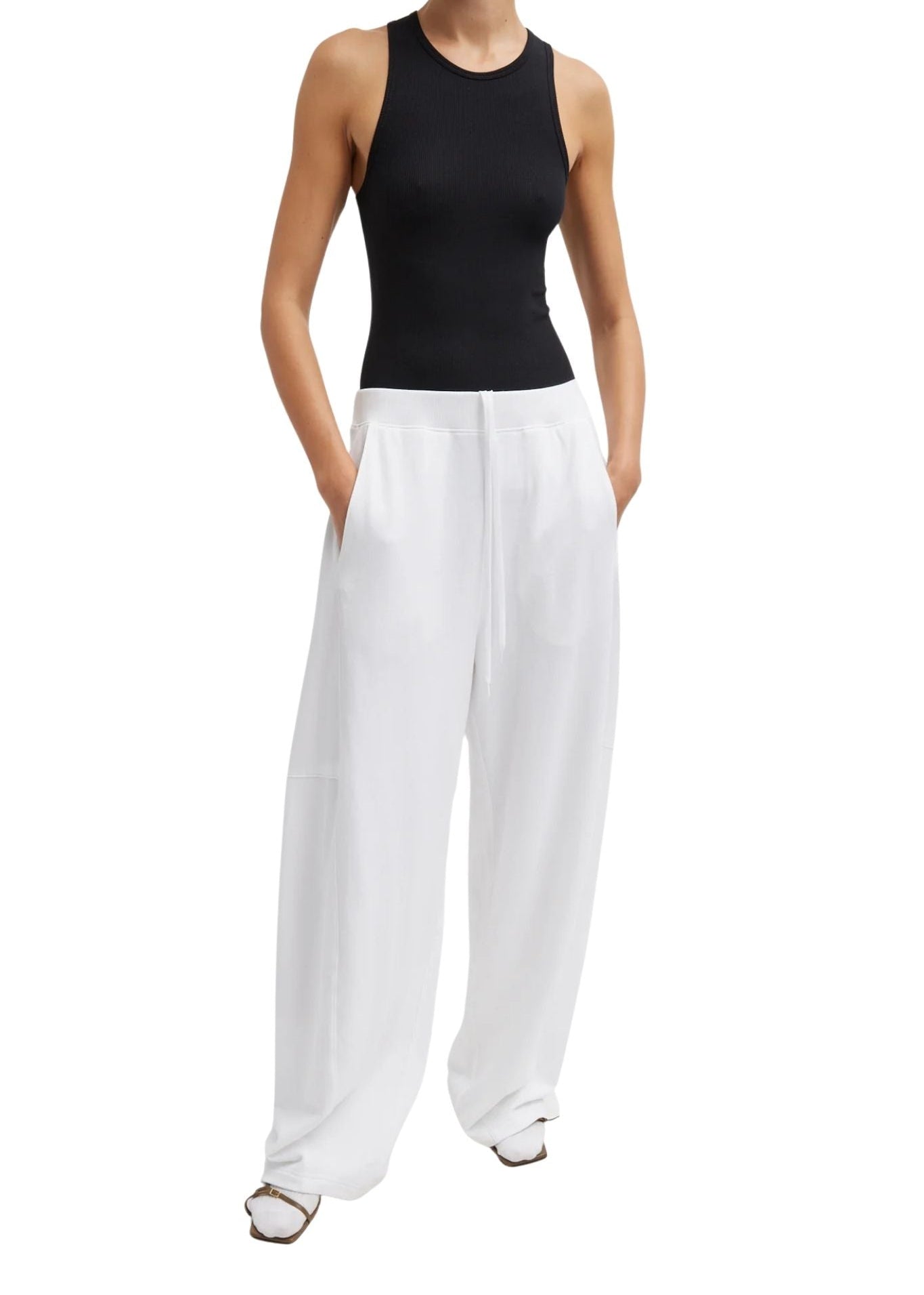 Tibi Light Weight Sweatshirting Winslow Pant White - Vermillion