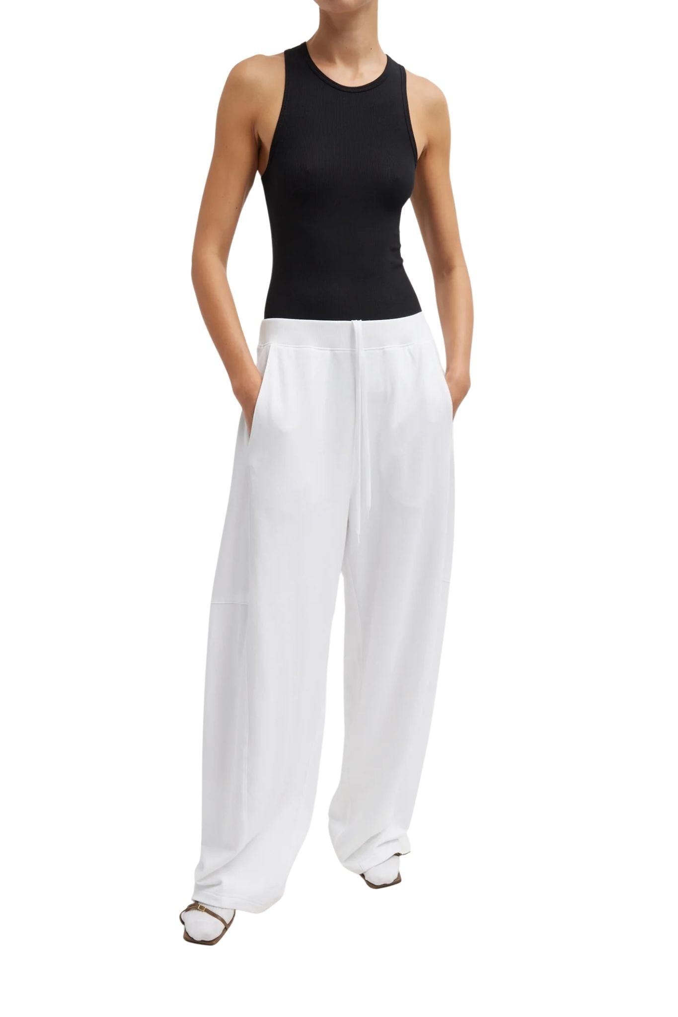 Tibi Light Weight Sweatshirting Winslow Pant White - Vermillion