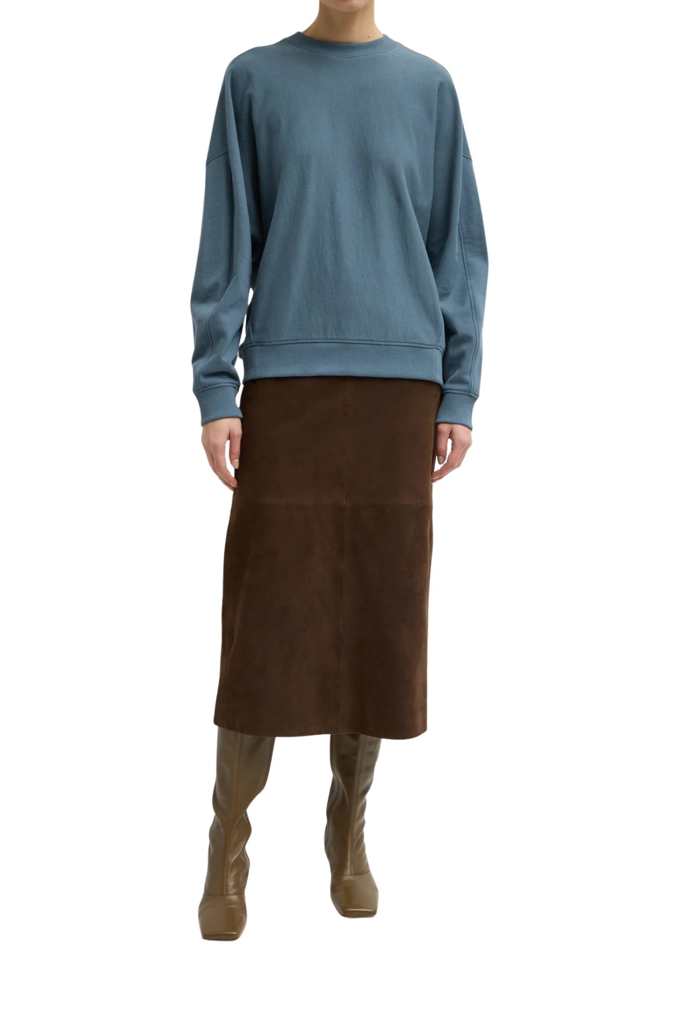 Tibi Lightweight Sweatshirting Crewneck Sweatshirt - Vermillion