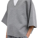 Tibi Luxe Double Faced Wool Angora Vneck Top - Vermillion