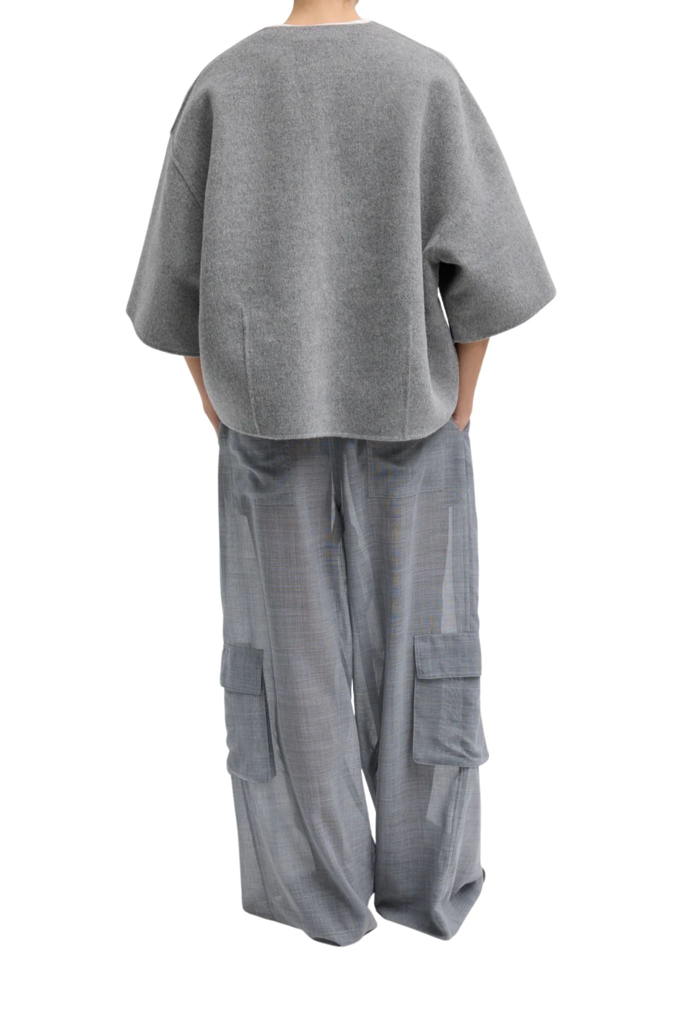 Tibi Luxe Double Faced Wool Angora Vneck Top - Vermillion