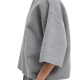 Tibi Luxe Double Faced Wool Angora Vneck Top - Vermillion