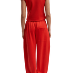 Tibi Luxe Pique Shrunken Polo - Vermillion