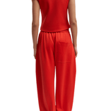 Tibi Luxe Pique Shrunken Polo - Vermillion