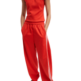 Tibi Luxe Pique Shrunken Polo - Vermillion