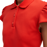 Tibi Luxe Pique Shrunken Polo - Vermillion