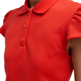 Tibi Luxe Pique Shrunken Polo - Vermillion