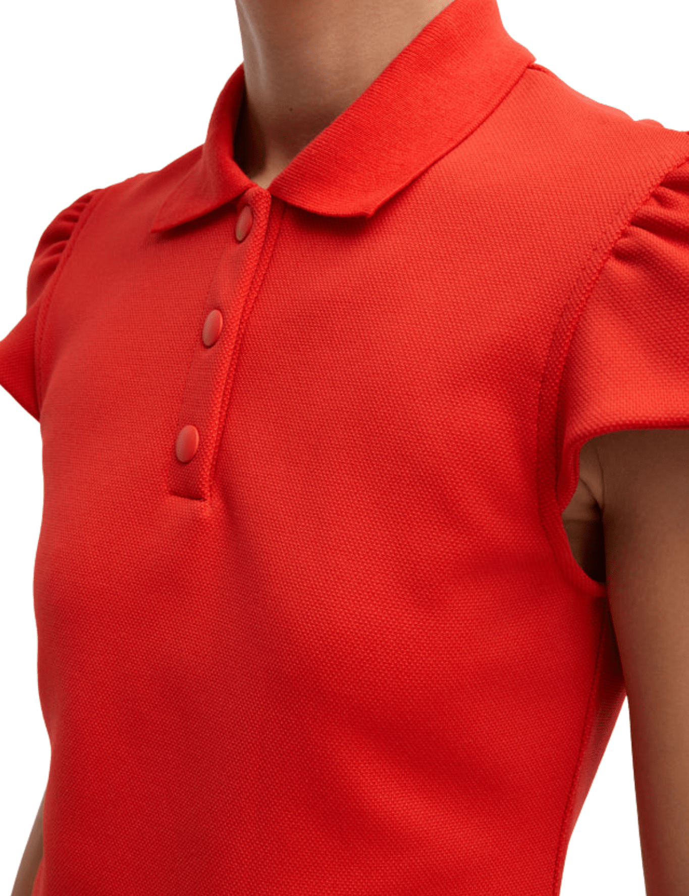 Tibi Luxe Pique Shrunken Polo - Vermillion