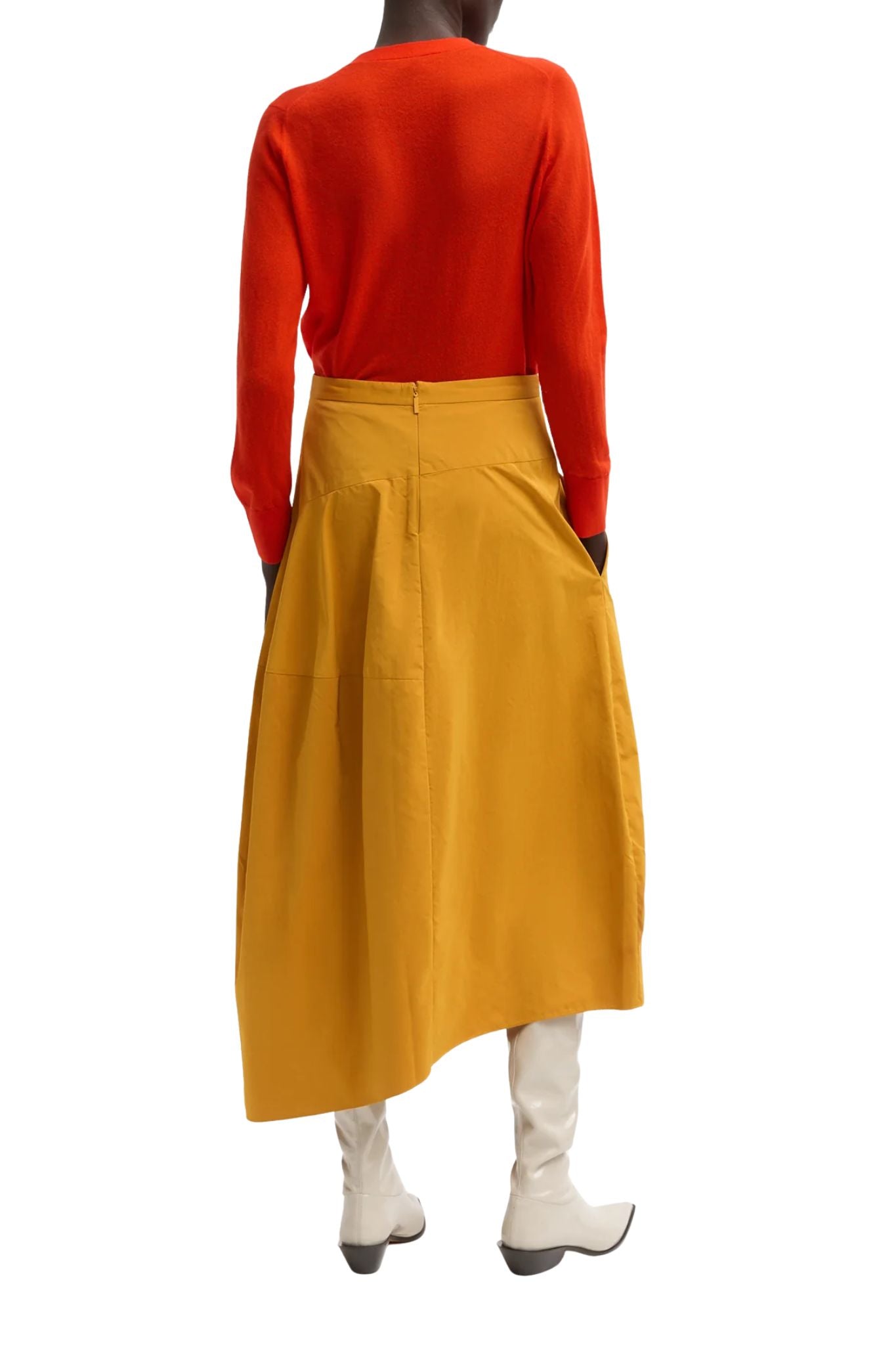 Tibi Nylon Asymmetrical Balloon Skirt - Vermillion