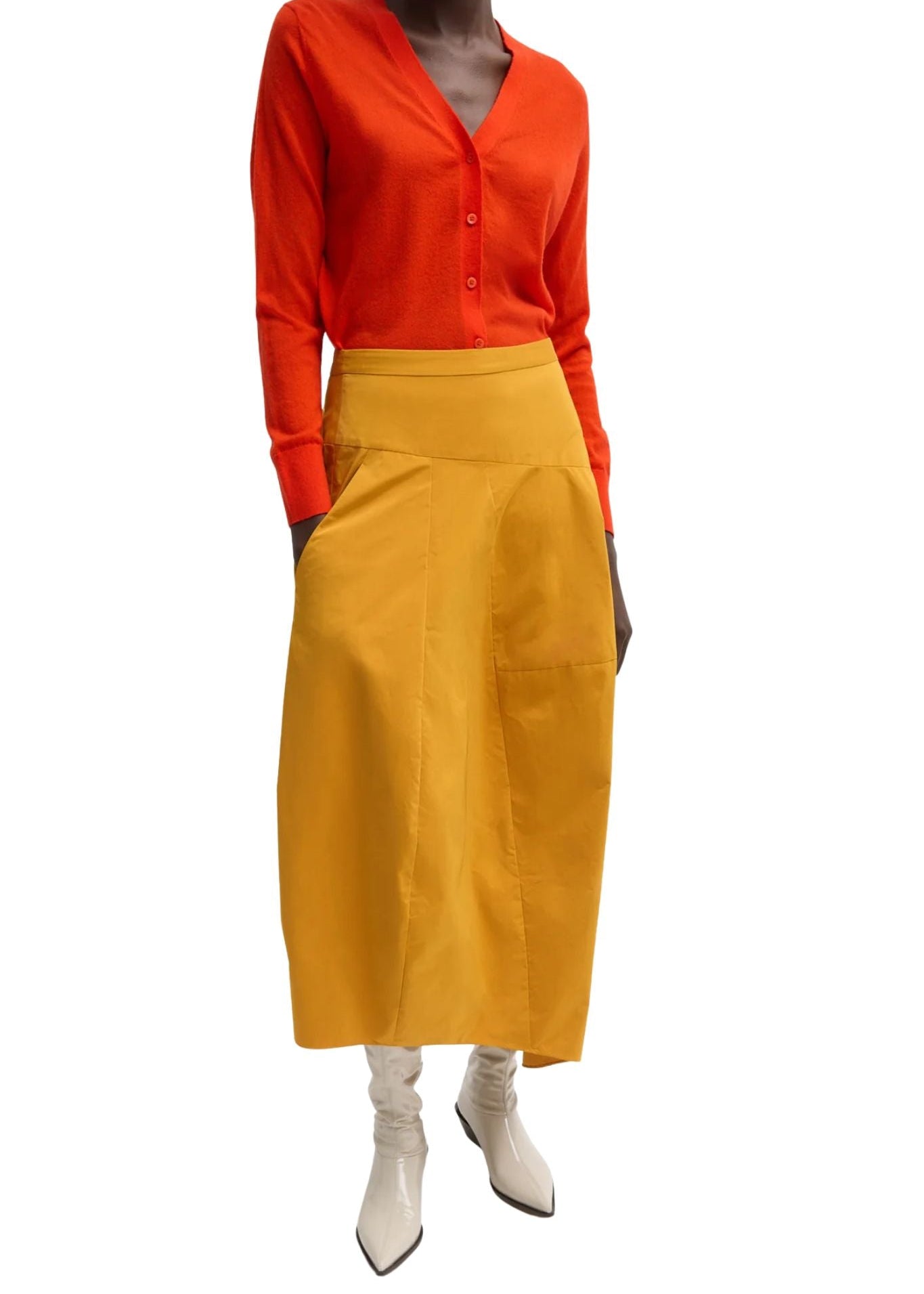 Tibi Nylon Asymmetrical Balloon Skirt - Vermillion