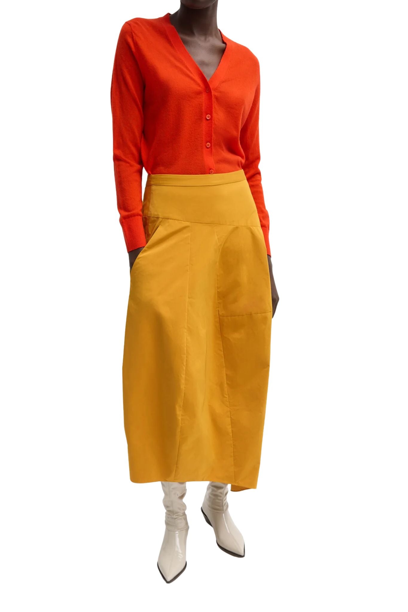 Tibi Nylon Asymmetrical Balloon Skirt - Vermillion