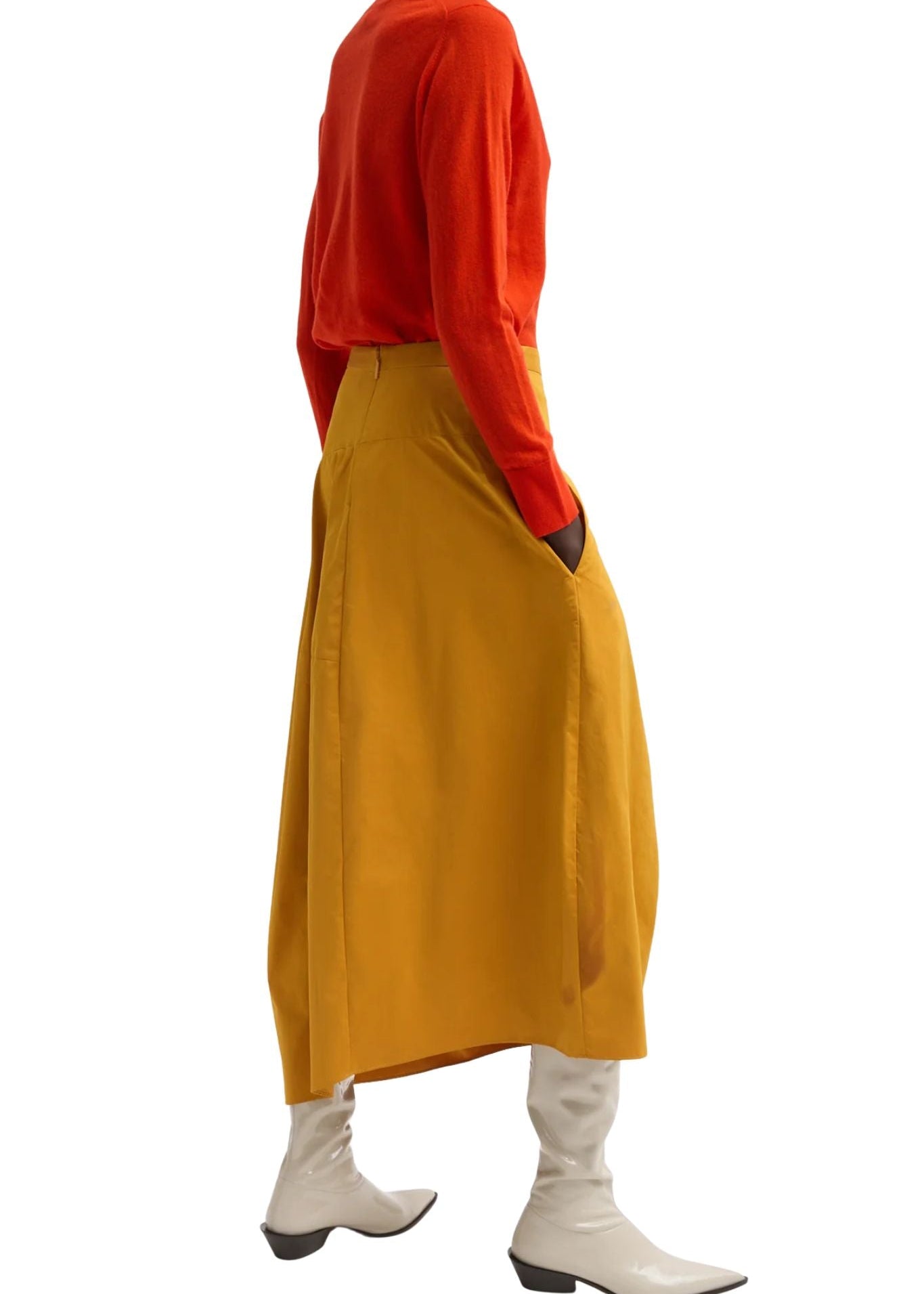 Tibi Nylon Asymmetrical Balloon Skirt - Vermillion