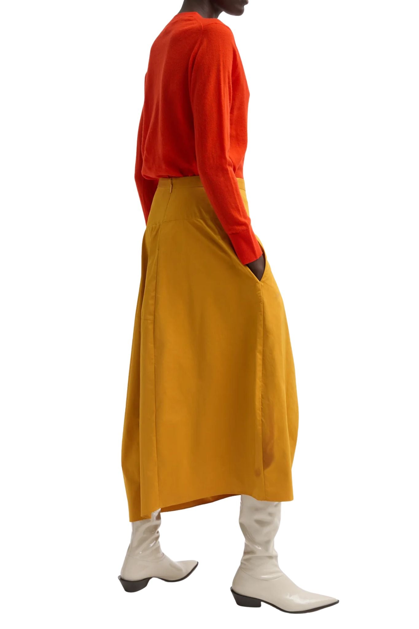 Tibi Nylon Asymmetrical Balloon Skirt - Vermillion