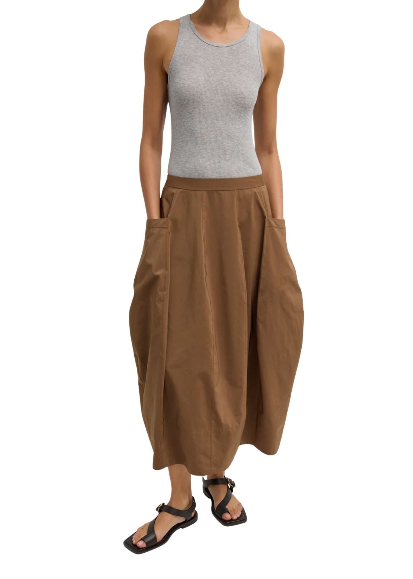 Tibi Nylon Lantern Skirt - Vermillion