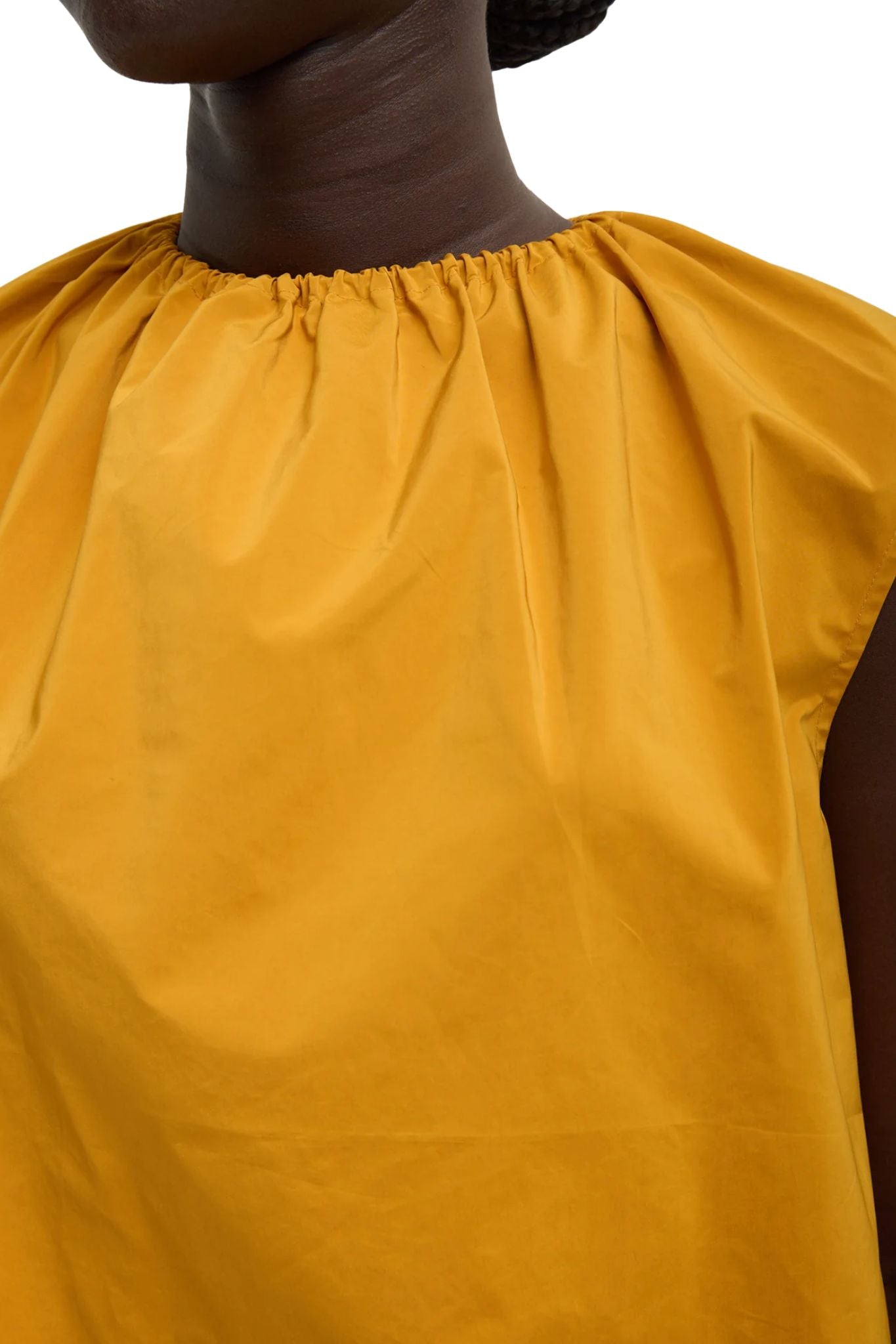 Tibi Nylon Shirred Neck Top - Vermillion