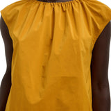 Tibi Nylon Shirred Neck Top - Vermillion