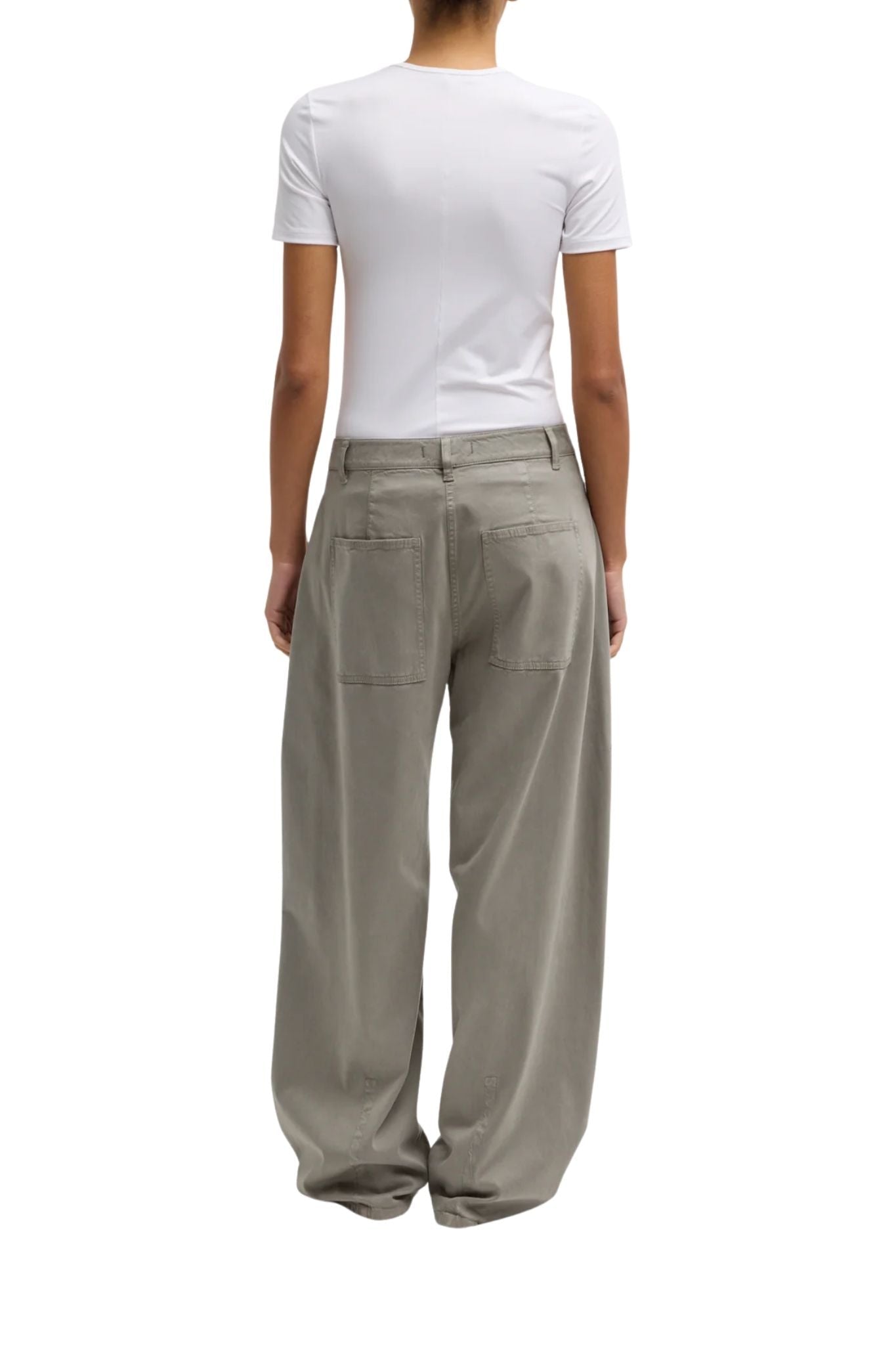 Tibi Reactive Garment Dyed Stretch Twill Sid Pant Pewter - Vermillion
