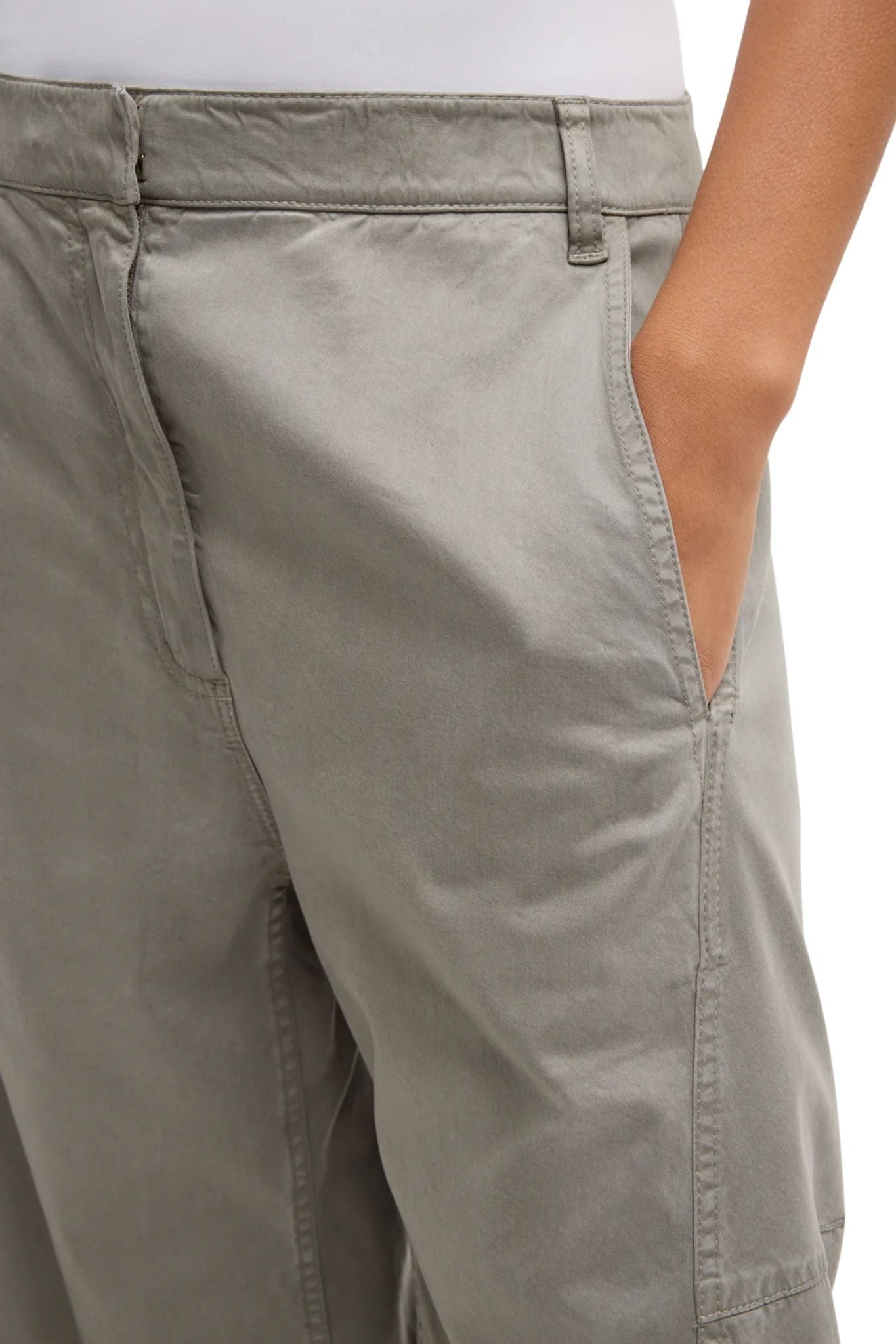 Tibi Reactive Garment Dyed Stretch Twill Sid Pant Pewter - Vermillion