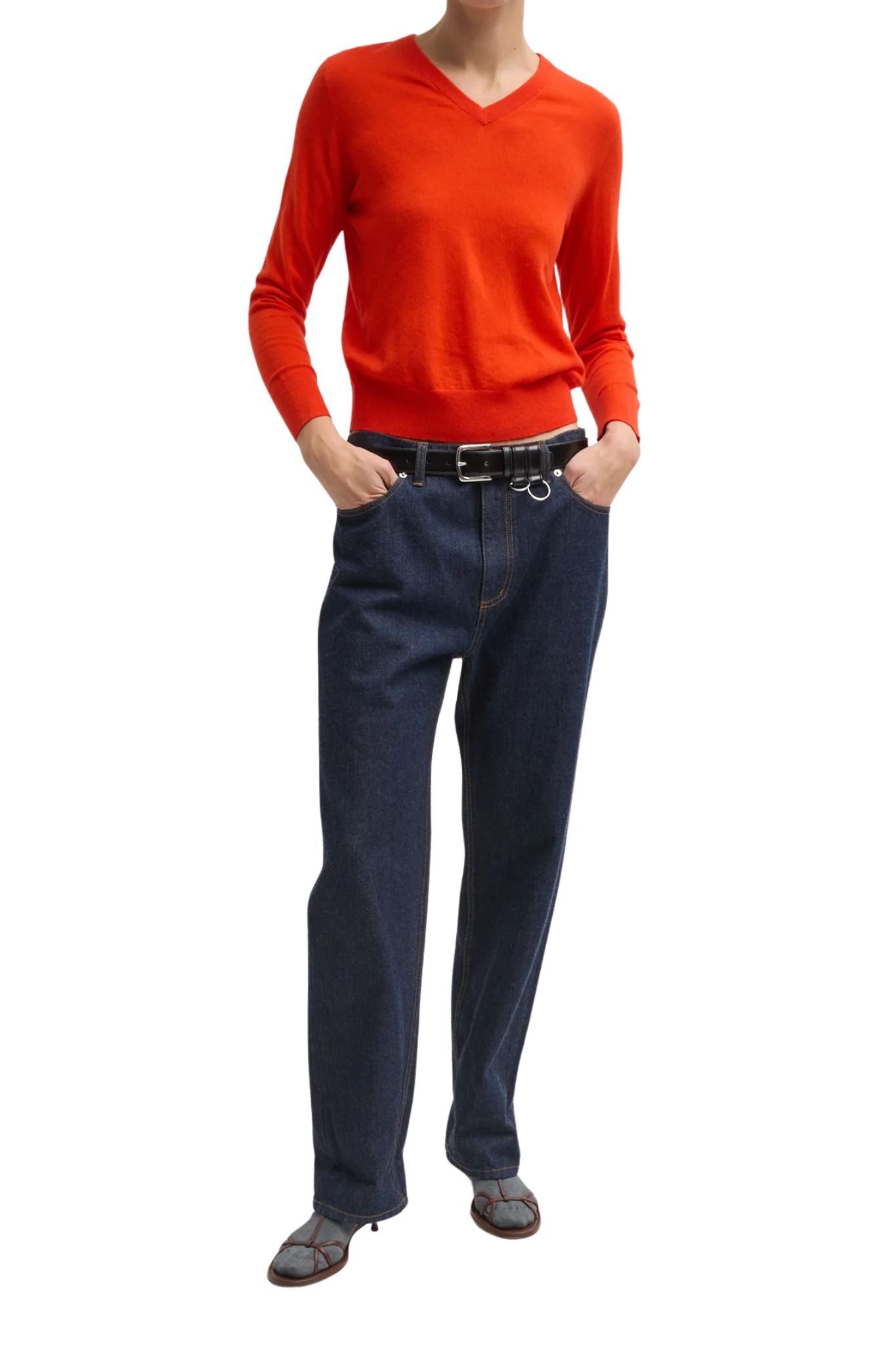 Tibi Selvage Denim 5 Pocket Alec Jean - Vermillion