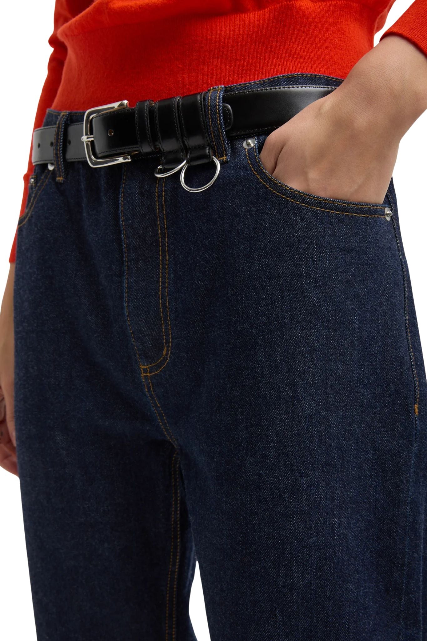 Tibi Selvage Denim 5 Pocket Alec Jean - Vermillion