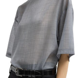 Tibi Sheer Wool Gauze Easy T - Vermillion