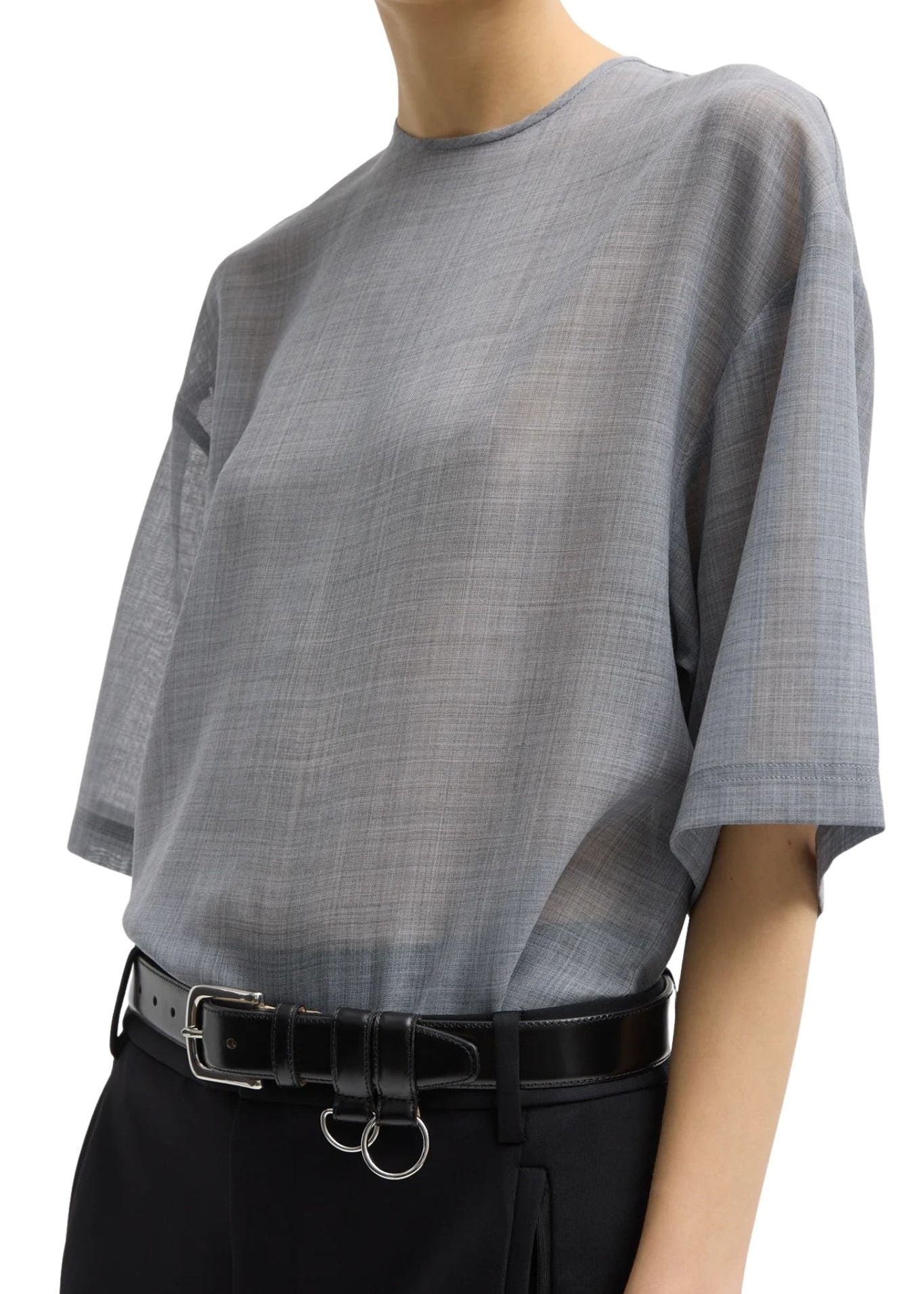 Tibi Sheer Wool Gauze Easy T - Vermillion